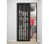 Folding Doors,Black Aluminum Accordion Door - Waterproof Insulated Folding Door for Kitchen or Closet, Easy Slide Panels with Handle & Complete Hardware Kit (29"x80")