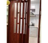 Folding Doors,Brown Accordion Folding Door - Waterproof Internal Partition, Space-Saving Slide Closet Door with Complete Kit (53"x80"/134.6x203.2cm) for Privacy and Organization