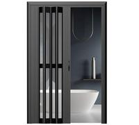 Folding Doors,Custom Aluminum Alloy Accordion Folding Door - Portable Sliding Bathroom Doors with Top Track, Multifold Closet Doors for Bedroom, Dining Room & Kitchen (Size: 74x80in)