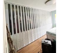 Folding Doors for Closet White in Color, Woodgrain PVC Frame Frosted Acrylic Accordion Door, Multifold Concertina Doors Internal, 78 80 in Height(50x80in(127x203cm))