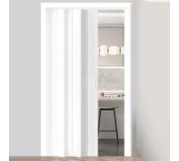 Folding Doors,Heavy Duty Accordion Door - Retractable Folding Sliding Interior Door with Mounting Hardware, White Multifold Design for Barn, Pantry, or Mall (51x80in)