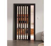 Folding Doors,Retractable Accordion Door - 80" Aluminum Folding Room Divider with Clear Windows, Black Patio Screen Door for Small Spaces (47x80in) - Ideal for Interiors
