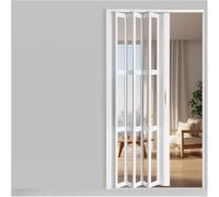 Folding Doors,White Accordion Folding Door - 80x60 Inches Room Divider for Kitchen & Dining Room, Includes Frame & Metal Handle, Space-Saving Sliding Door Solution