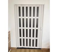 Folding Doors,White Accordion Folding Door - PVC with Frosted Acrylic | No Low Track Design | Complete Hardware Kit | Compact Interior Slide Door Partition (76x80in)