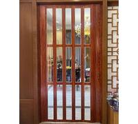 Folding Doors,Wood Grain Accordion Folding Doors - 80" Magnetic Interior Sliding Closet Door with Hardware Kit, Space-Saving Room Divider, Stylish Aluminum Design (29x80 in)