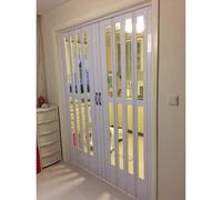 Folding Double Doors with Handles, Acrylic Glass, and Screws for Interior Room Dividers in Living Rooms, Attics, Basements, and Warehouses