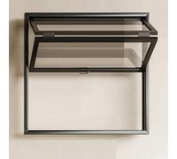 Folding Double Hung Interior Window - Aluminum Concession Window with Reinforced Glass. Customizable Commercial Sliding Window for Restaurant, Cafe & Kitchen.(Black,WxH 28x36in/71.1x91.4cm)