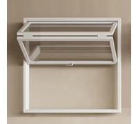 Folding Double Hung Interior Window - Aluminum Concession Window with Reinforced Glass. Customizable Commercial Sliding Window for Restaurant, Cafe & Kitchen.(White,WxH 44x36in/111.7x91.4cm)