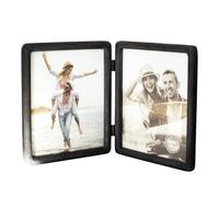 Folding Double Photo Frame Black Mango Wood 7x9 Rustic Picture Holder Home Decor