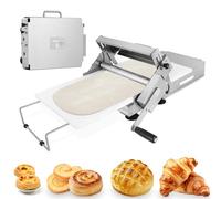 Folding Dough Sheeter 12in Stainless Steel Manual Dough Sheeter for Homemade Fudge Crust Pizza Dough with A Sheeter Board & Thickness Adjustable 2.5-25MM (12in)