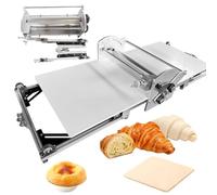 Folding Dough Sheeter, Thickness Adjustable Electric Dough Roller, Machine Stainless Steel Sheeter with Sheeter Board, Baking Pastries and Bread, for Home and Commercial Bakeries