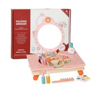 Folding Dressing Table - Wooden Makeup Desk, Mirror and Comb, Simulated Cosmetic Table, Interactive Toy for Girls | Creative Entertainment Dress Up, Stylish Accessory