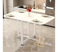 Folding Drop Leaf Dining Table Extendable Wooden Kitchen Table Space-Saving Multifunctional Furniture for Living Room Compact Design - White Shelf 100cm Size