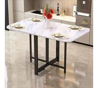 Folding Drop Leaf Dining Table Extendable Wooden Kitchen Table Space-Saving Multifunctional Furniture for Living Room - Black 100cm Foldable Design