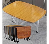 Folding Drop Leaf Dining Table Set with Chairs - Space-Saving Indoor & Outdoor Table for Work Study & Dining - Yellow 100cm x 60cm (39in x 23in)