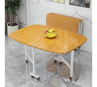 Folding Drop Leaf Dining Table - Wooden Extendable Table on Universal Wheels Space-Saving for Restaurant Living Room Patio & Deck - 120x70cm Elegant Design in Color E