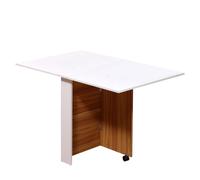 Folding Drop Leaf Table Dining Mobile Writing Desk W/ Casters-Teak/White Colour - Home Living | TJ Hughes White