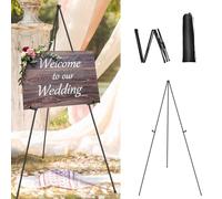 Folding Easels for Wedding Display Welcome Sign Stand 160CM Metal Floor Portable Easel with Bag and Non-Slip Mats Foldable Large Painting Contracted Design Collapsible Art Tripod(Black)