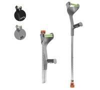 Folding Elbow Crutches for Adults Women Men,Lightweight Height Adjustable Crutches with Comfy Handle, Ergonomic Grip Forearm Crutches,with Non-Slip Base Mobility and Walking Aids Black (Grey, 2 Unit)