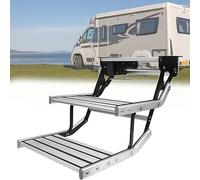 Folding Electric RV Steps, Single/Double Step with LED, 440LBS Capacity, Non-Slip Surface, Aluminum Drop Down Step for Motorhomes, Campers, Caravans