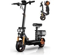 Folding Electric Scooter for Adults with Seat and Storage Box, 48V 20.8Ah Battery, Max Autonomy 70-80KM, 11 Inch Off-Road Tires, 3 Speed Modes, Smart Display 48V21ah
