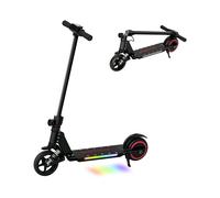 Folding Electric Scooter for Kids, with Dual Brakes, Front Suspension, LED Colourful Lights, Black