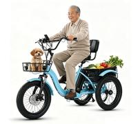 Folding Electric Tricycle, 18" Tire 3 Riding Modes, LCD Display, Front & Rear Baskets, for Adults Shopping Picnic