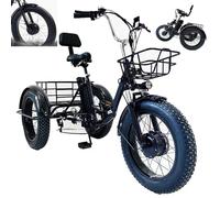 Folding Electric Tricycle for Adults, 20'' Fat Tire Pedal Tricycle with Shopping Basket, LCD Digital Display(Speed, Mileage, Power, Time), 48V/13Ah Removable Battery - Range 32km, for Shopping,Picnic