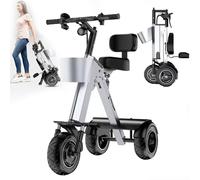 Folding Electric Tricycle for Adults, Backrest Seat, with Reverse Function and Key Switch, 3 Speed, 36V10A Battery, LED Display, 10 Inch Tires, for Commute and Travel