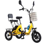 Folding Electric Tricycle with Dual Cargo Baskets, 350W Removable Battery, 14 Inch Design, One-Click Fold for Easy Storage, Adult Trike,