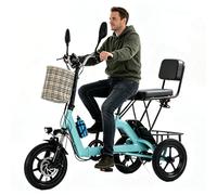 Folding Electric Trike 3-Wheel 14", 10.4Ah Removable Lithium Battery, Max Load 150 Kg, Large Capacity Basket, Blue