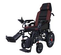 Folding Electric Wheelchair, 12A Li-Ion Battery, Powerful Dual Motor, with Adjustable Backrest and Footrest, Suitable for Elderly and Disabled/Brown / 115x94x63cm