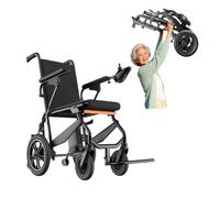 Folding Electric Wheelchair, Aluminum, Automatic Folding Electric Wheelchair, Lightweight, Foldable, Removable Soft Pads, Compatible with Airplane Travel 10KM