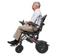 Folding Electric Wheelchair for Adults, 23kg Lightweight Travel Wheelchair | 23kg motorized wheelchair with dual 250W motors, 20km range, aluminium frame, flippable armrests & soft seat M UK