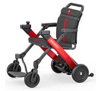 Folding Electric Wheelchair & Rollator Walker Combo for Adults, Safe-Speed Control, Easy Operation, 18 Miles Range, Indoor/Travel Use, Red