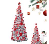 Folding Encrypted Christmas Tree - Standing Tree 71x71x14cm, Red Bronze, Reusable Skirt | with Decorations Included, No Lights, Christmas Decoration for Home Use