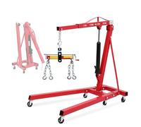 Folding Engine Crane for Car Repair, 2 Ton Capacity with 6 Casters and 4 Adjustable Load Arms, Heavy Duty Hoist
