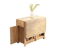Folding Expandable Solid Wood Dining Table Set with 4 Chairs, Adjustable with Rotary Wheels, Space-Saving for Kitchen