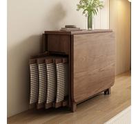 Folding Extendable Dining Table Set with 4 Rolling Chairs, Drop Leaf Design, Space-Saving Walnut Fur for Kitchen, Dining Room, and Living Room