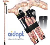 Folding & Extendable Patterned Walking Stick Pastel Floral Printemps - QUALITY
