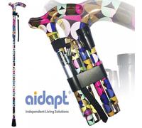 Folding & Extendable Patterned Walking Stick - Retro Sixities Patten - QUALITY