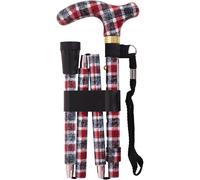Folding & Extendable Patterned Walking Stick - Tarten Knit Patten - QUALITY