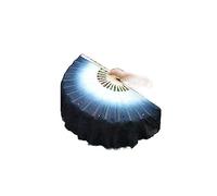 Folding Fan Hand Fans Folding fan 2pcs Chinese Short Bellydance Fan 30cm Bamboo+10cm Half Circle Silk Veil Pairs Yangko Dance Portable