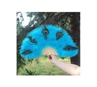 Folding Fan Hand Fans Folding fan Chinese Feather Fan Peacock Feather Folding Hand Fan Wedding Party Dance Fan (Color : A13 53x30cm) Portable