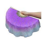 Folding Fan Hand Fans Folding fan Chinese Short Bellydance Fan 30cm 10cm Half Circle Silk Veil Pairs Yangko Dance Portable
