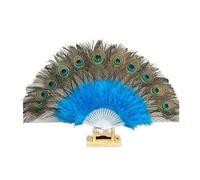 Folding Fan Hand Fans Folding fan Lolita Peacock Feather Folding Fan Japanese Sweet Fairy Girl Dark Gothic Court Dance Hand Fan Portable (Color : Blue)