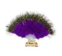 Folding Fan Hand Fans Folding fan Lolita Peacock Feather Folding Fan Japanese Sweet Fairy Girl Dark Gothic Court Dance Hand Fan Portable (Color : Purple)