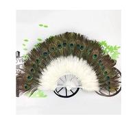 Folding Fan Hand Fans Folding fan Lolita Peacock Feather Folding Fan Japanese Sweet Fairy Girl Dark Gothic Court Dance Hand Fan Portable (Color : Blanc)