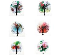 Folding fan Paper fan Cute floral pattern 6 pieces Fireworks display Travel Ladies' present Accessories Summer festival Practical and Professional