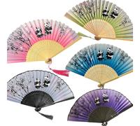 Folding Fans - 5PCS Panda Pattern Handheld Fans, Chinese Style Bamboo Handheld Fans with Tassel for Birthday Gifts Dancing Cosplay Wedding Party Props Decoration